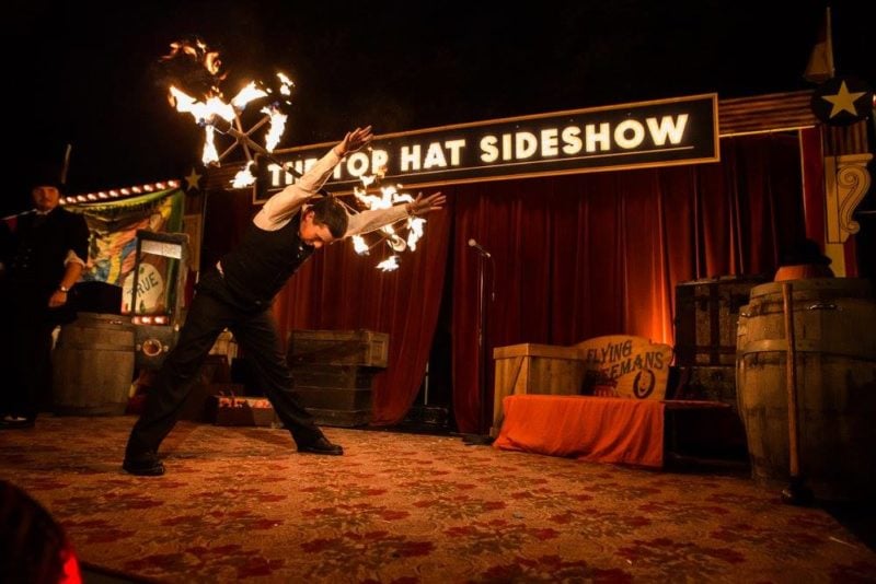 Top Hat Side Show Twirling Fire