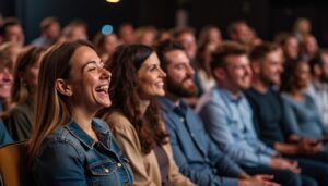 A cartoon showing a corporate event enhancing employee engagement.