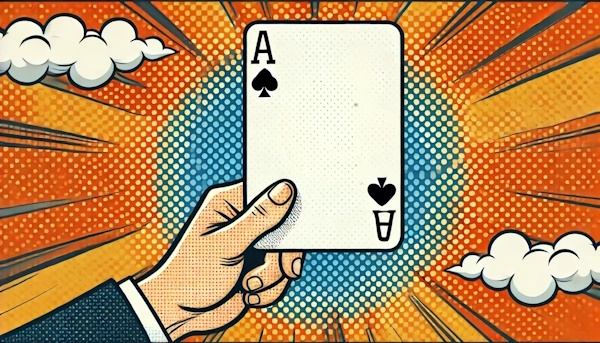 Single blank playing card symbolizing trade show magic concept