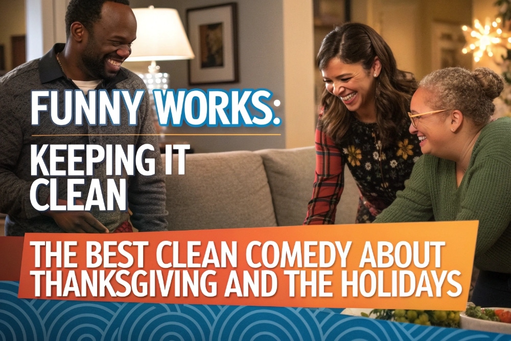 Diverse friends laughing together during a festive holiday moment