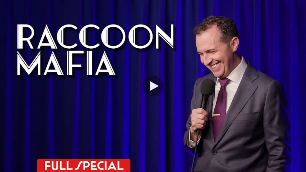 Comedian Tony Deyo performing stand-up from his special Raccoon Mafia